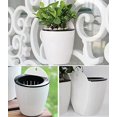 thumbnail image 5 of Limei Self Watering Wall Planter - Modern White Medium Size - Indoor Outdoor Vertical Flower Pot - Wall Mounted Window Hanging Pot - Water Storage Space Design Container, 5 of 7