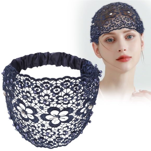 Women Hairband Danhjin Elegant Floral Beaded Wide Headbands Fashionable Hair Accessories Plums Blossoms Hollow Hair Bands With Wide Edges Non-slip Headband For Women Makeup