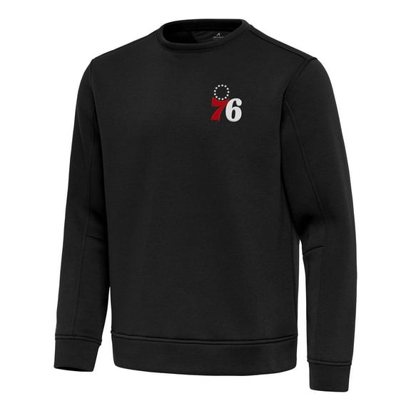 Men's Antigua Black Philadelphia 76ers Relevant Pullover Sweatshirt