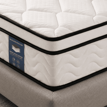 Gravellaire 12" Queen Mattress in a Box, Gel Memory Foam and Pocket Spring Hybrid Mattress, Medium Comfort, Pressure Relief, Adult