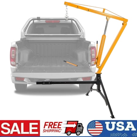 Hydraulic Pickup Hitch Mount Truck Crane 2" Hitch Receiver 1000 lbs Hoist Yellow