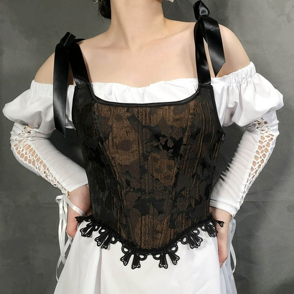 Plus Size Shapewear Fashion Women's Sweet Tie Corset Bow Lace Wide Shoulder Strap Court Underwear Shapewear Strapless Shapewear for Women on Clearance