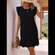 thumbnail image 5 of Vestidos de Verano para Mujer, Cuello Redondo, Corta, Dobladillo con Volantes, Vestido Mini Informal, Negro, Talla XL, 5 of 7