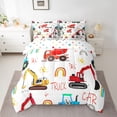 thumbnail image 2 of jejeloiu Construction Car Truck 7pcs Bedding Comforter Set,Watercolor Graffiti Rainbow Queen Bedding Sets,Excavator Bulldozer Crane Queen Sheet Sets For Kids,Luxury Bedroom Decor Reversible, 2 of 8