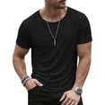 thumbnail image 7 of Men's Big and Tall Crewneck Cotton Linen T-Shirt, Loose Fit Longline Extra Long Beach Tee, Lightweight Breathable Hipster Summer Casual Tops, Sizes S-3XL Black, 7 of 7