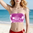 thumbnail image 2 of Shiny Tube Tops Womens Strapless Crop Shirt Metallic Bandeau Bra Ideal Outfit for Nightclub Dance Events Stage Performances Wear, 2 of 5