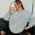 thumbnail image 4 of Womens Vintage Basic Oversized Crewneck Long Sleeve Solid Tunic Sweatshirts Pullover Tops, 4 of 8