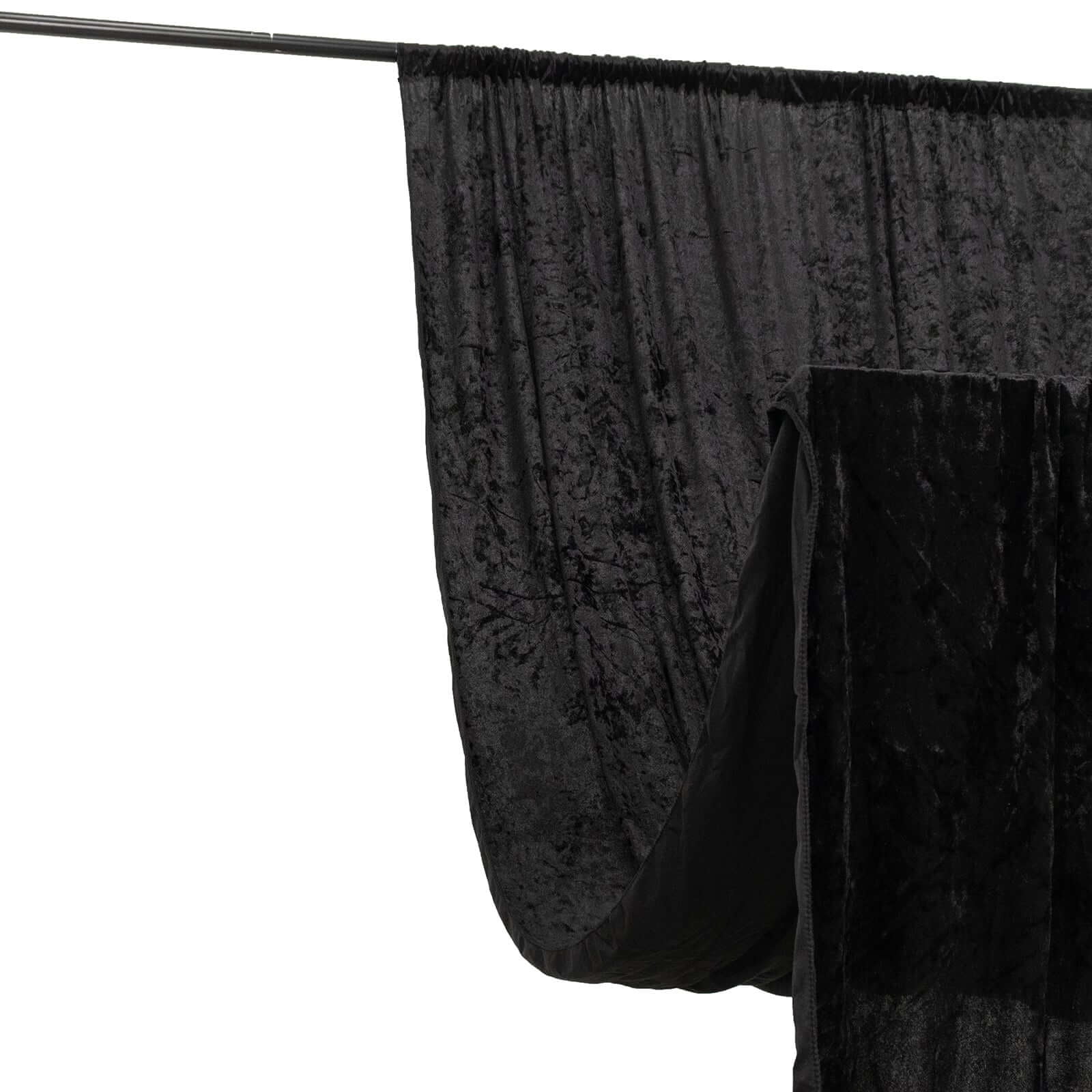 Efavormart Black Premium Smooth Velvet Divider Backdrop Curtain Panel, Privacy Photo Booth Event Drapes with Rod Pocket - 5ftx12ft