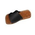 thumbnail image 2 of Slides for Women Open Square Toe Side Cutout Double Buckle Decor Non Slip Breathable Summer Leather Sandals Black, 2 of 9