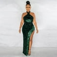 thumbnail image 3 of Prolriy Robe de Cocktail Femme Paillettes Transparentes Couleur Unie Sans Manches Col Robes de Soirée pour Femmes 2025 Robe de Réveillon, 3 of 7