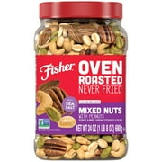 Fisher Oven Roasted Never Fried Mixed Nuts with 24 Ounces (Pack of 1), Almonds, Cashews, Pistachios, Pecans, Trail Mix, Healthy Snacks for Adults, Made With Sea Salt, No Added OilsZAKH1