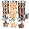 thumbnail image 1 of Wall Mounted Food Dispenser, Triple Cereal Dispenser with 3 Cups & Rotary Switches, Large Dry Food Dispenser, Candy Storage Container, Snack Dispenser for Storing Coffee Beans, Nuts, 1 of 6