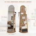 thumbnail image 3 of VKCC 64.1" Arched 360° Swivel Jewelry Armoire Full Length Mirror Cabinet Free Standing Organizer with 6 LED Lights, Wood, 3 of 9