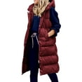 thumbnail image 1 of MAWCLOS Doudoune Sans Manches pour Femmes Gilet à Capuche Veste de Voyage Décontractée Sans Manches Rouge Vin 2TG, 1 of 4