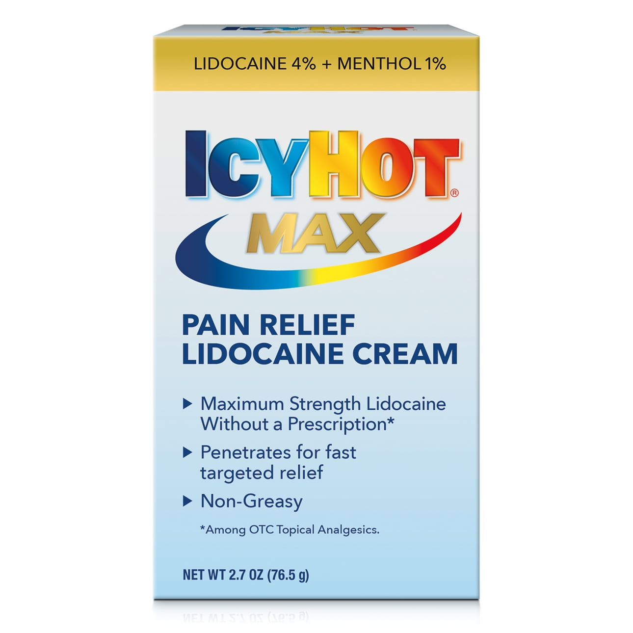 Icy Hot Max Strength Pain Relief Cream With Lidocaine Plus Menthol, 2.7 oz
