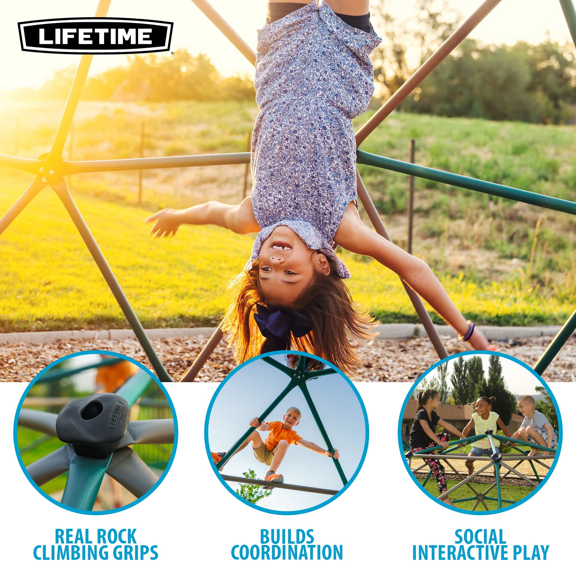 Lifetime Children's Outdoor 5 ft. H x 10 ft. W Dome Climber, Green and Brown (90136)