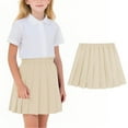 thumbnail image 2 of Babcutegg Kid Girls Pleated Skirts Soild Color Elastic Waist Campus Style Girls Outfit Beige Size 4-5, 2 of 7
