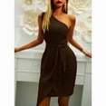 thumbnail image 4 of Dresses for Women 2023 One Shoulder Dresses for Women Sleeveless Sexy Solid Color Belted Mini Dress Slim Fitted Elegant Formal Cocktail Dresses, 4 of 7