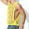 thumbnail image 2 of YLSDY Men's Mesh Knit Tank Tops Fashion Fishnet Transparent Sleeveless Shirts Lightweight Crew Neck Breathable Tops Slim Fit Muscle Sport Clothing Yellow XL, 2 of 4