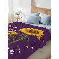 thumbnail image 5 of California King Flat Sheet 108"x98", Purple Sunshine Sunflower Soft Lightweight Bedding Flat Sheets Only, Pastoral Bees Farmhouse Floral Brushed Microfiber Top Bed Sheet, Breathable Bedsheets, 5 of 9