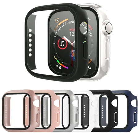 6 Packs Apple Watch Case 41mm with Build-in Tempered Glass Screen Protector Cover for Apple Watch 8/7, HD Clear Super-Thin PC Bumper Scratch Resistant Waterproof iWatch Cases, 41mm, 6 Color
