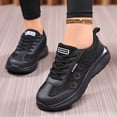 thumbnail image 2 of HEWUQI Running Shoes Women Lace up Arch Support Platform Wedge Walking Non Slip Sneakers Lightweight Casual Outdoor Athletic Footwear Black Size 12, 2 of 6