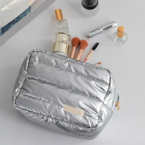 TACILIP Puff-Style Makeup Bag Cosmetic Organizer Oversized Toiletry Travel Bag Soft Fabric Beauty Case Waterproof Makeup Bag, Make up Bags