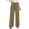 thumbnail image 3 of CFLVAEK Dressy Pants for Women High Waisted Business Casual Work Pant Solid Color Straight Wide Leg Trousers with Pockets Khaki M, 3 of 7