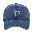 thumbnail image 3 of Womens Washed Baseball Cap Heart Cross Print Sun Hat Outdoor Sports Cap Navy, 3 of 4