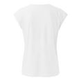thumbnail image 4 of White Women's Short Sleeve T-shirt, Women Cap Sleeve Summer Casual Tops V Neck Solid Color Casual Shirts Loose Fit Blouse,Women's Short sleeve T-shirt S, 4 of 5