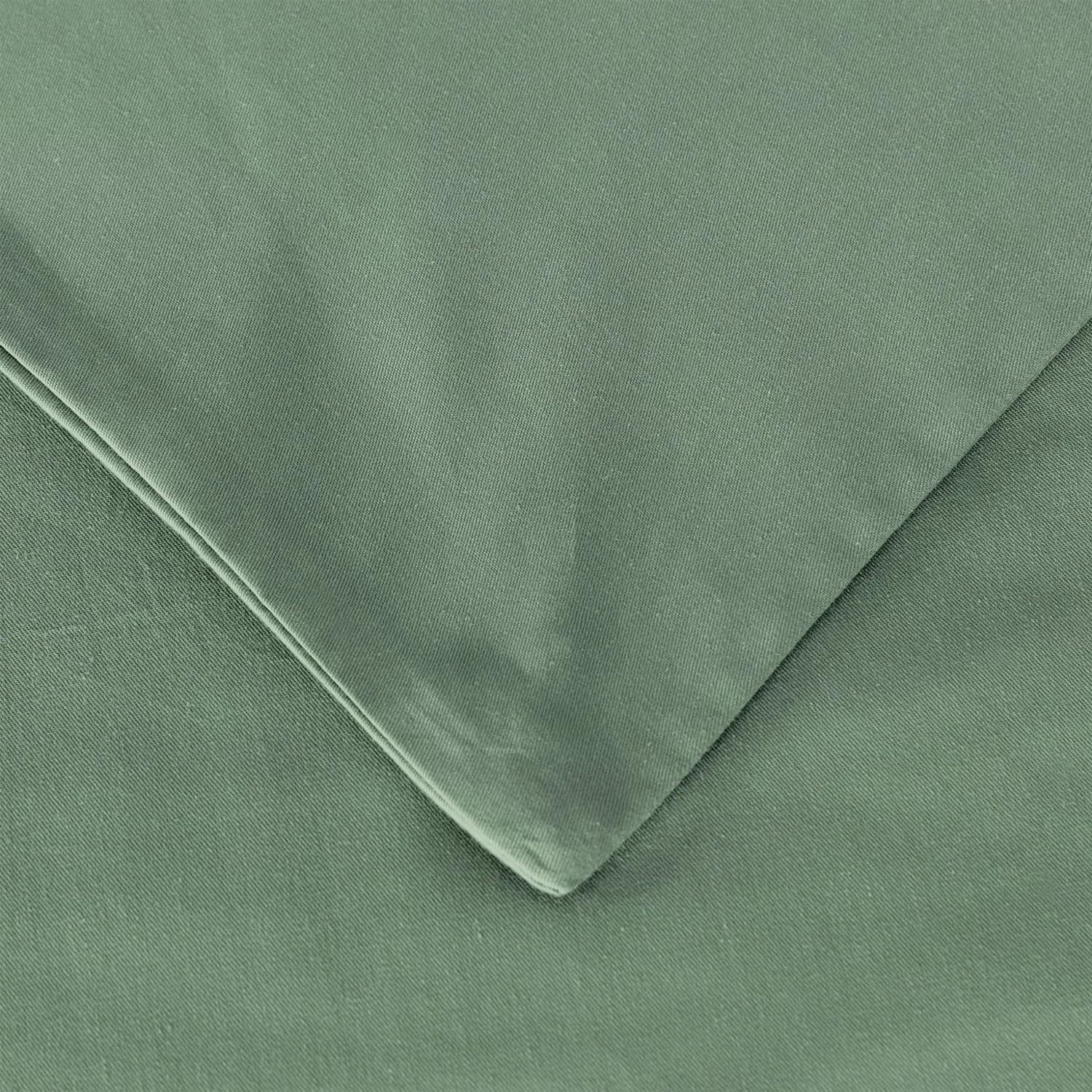Chezmoi Collection Solid Sage Green 100% Cotton Duvet Cover Set King Size, 3-Piece Luxury Soft Breathable Smooth Cooling 250TC Cotton Twill Comforter Cover with Button Closure