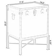 thumbnail image 5 of Faux Leather Trimmed Lockable Square Lined Storage Trunk, End Table on Metal Stand, 5 of 10