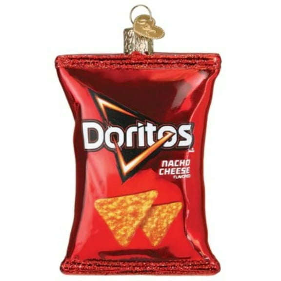 Old World Christmas 3.00In Nacho Cheese Doritos Chip Bag, Glass, Ornament Snack Food Taco 32559