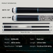 KONLLEN Carbon Fiber Pool Cue Stick with 11.8mm white Low Deflection Hand-Made Inlay Billiard Cue
