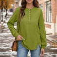 thumbnail image 5 of WTOBBY Women's Lightweight Button Detail Hoodie, Long Sleeve Casual Pullover, Preppy Style with Kangaroo Pocket for Essentials and Classic Streetwear Look,Light Green L, 5 of 6