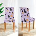 thumbnail image 3 of Yayeee 2 Pack Dining Chair Covers Stretch Parson Chairs Slipcovers Seat Protector, Light Purple Halloween Black Cat, 3 of 6