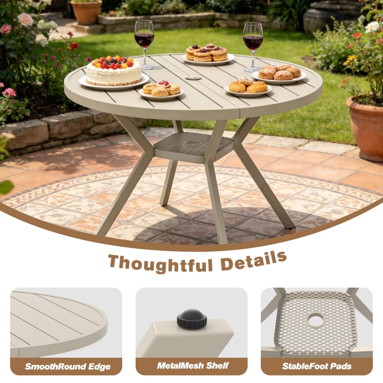 42 round patio table with umbrella hole Stonegate 42" Dining 3742RFSG by Homecrest (Optional Umbre inch round table works perfectly with any set of chairs for outdoor seating or dining and suits for gathering PatioFestival 42. 1" x 42.