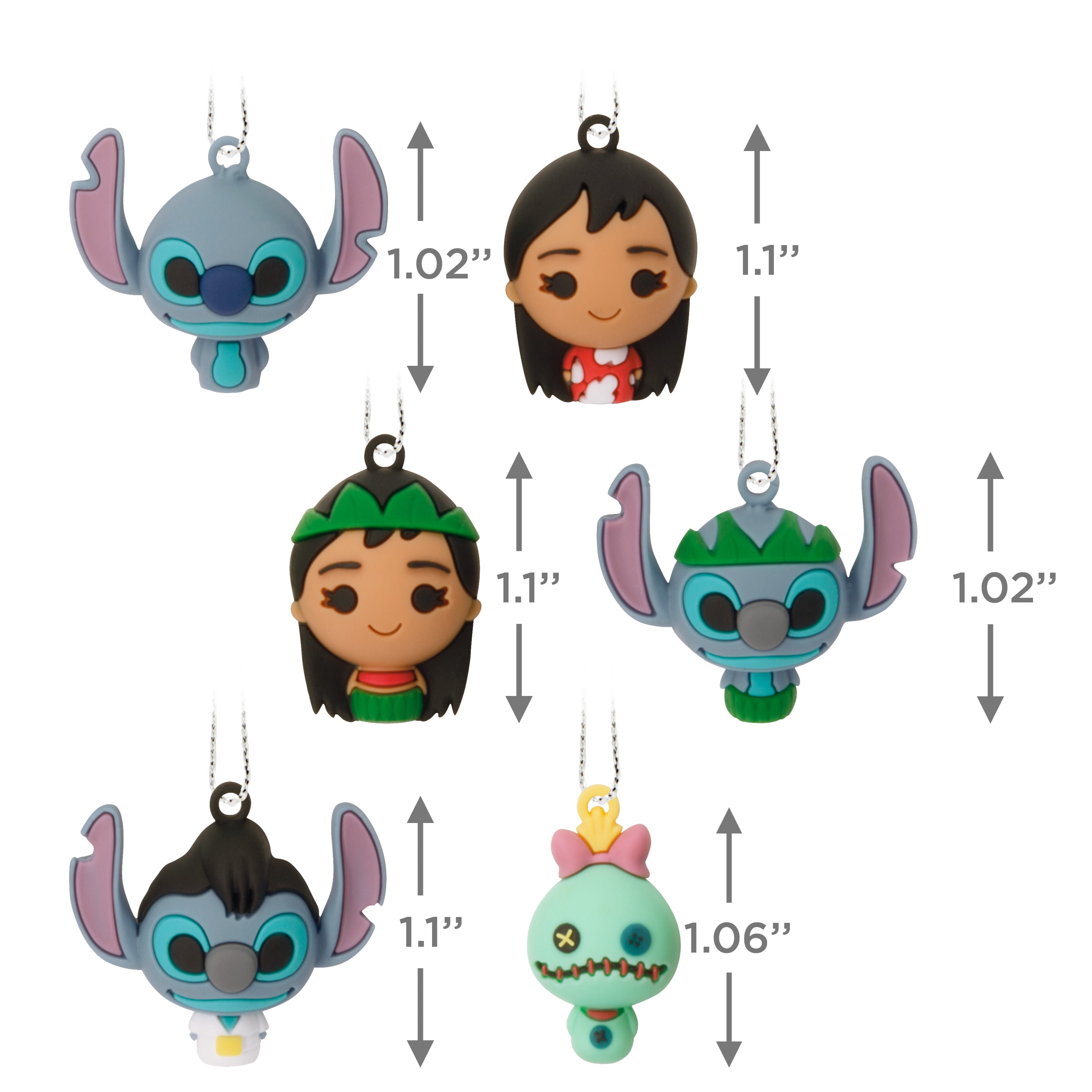Hallmark Disney Lilo & Stitch Mini Ornaments, Shatterprf, Set of 6, 1 Count