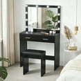 thumbnail image 4 of HOMCOM Makeup Vanity Desk and Stool Set with LED Lighted Mirror, Black, 4 of 10