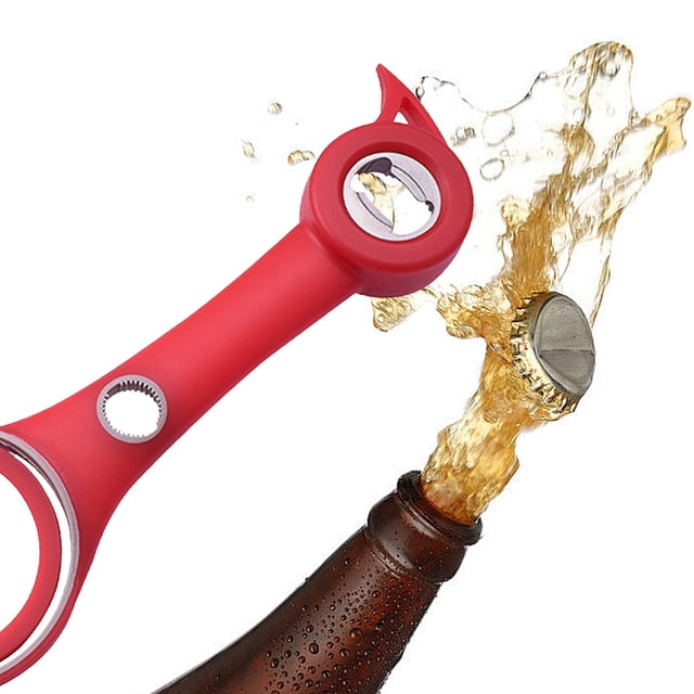 Xihbxyly Abridor de Botellas 6 En 1, Multifunción, con Agarre Antideslizante, Herramienta Esencial de Cocina, Fácil de Usar, Apto para Personas con Artritis, Apto para Lavavajillas, Tamaño 22 X 6,8 X