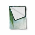 thumbnail image 2 of Ocean Soft Flannel Fleece Blanket, Palms Tropical Island Beach Maldives Photography Home Postcard Traveler Explorer, Cozy Plush for Indoor and Outdoor Use, 50" x 70", Green and Blue, by Ambesonne, 2 of 6