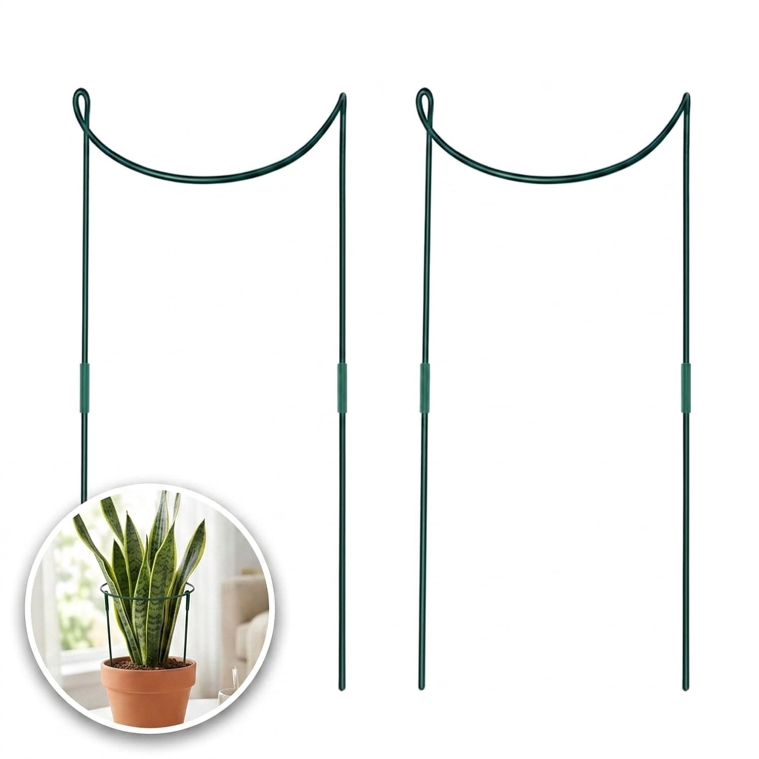 Detachable Plant Support Stakes 2 Pack, Artrylin 23.6" H x 10" W Metal Half Round Plants Tension Rods for Indoor Outdoor Large Tall Flower Vegetables Tomato Peony Rose Support