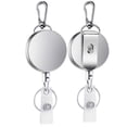 thumbnail image 2 of 2Pcs Retractable Pull Key Ring ID Badge Lanyard Name Tag Card Holder Reel Belt Clip,2 * Retractable Badge Holder,Silver, 2 of 7