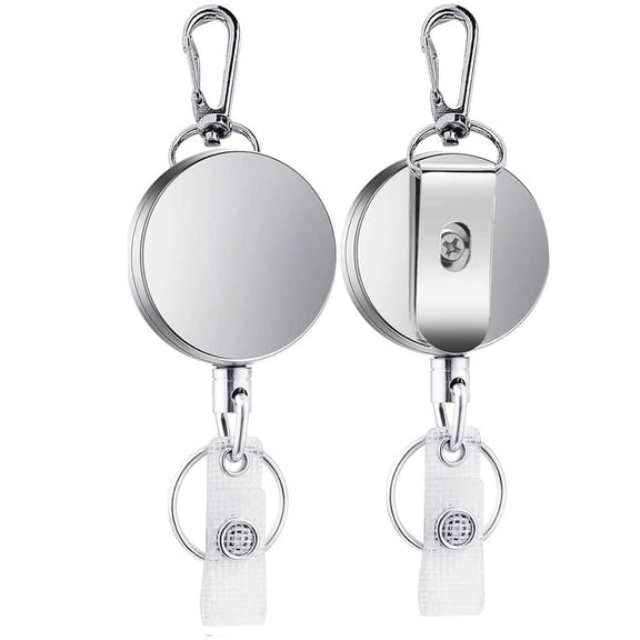 2Pcs Retractable Pull Key Ring ID Badge Lanyard Name Tag Card Holder Reel Belt Clip