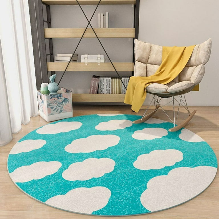 Zruodwans Round Area Rug Soft Fluffy Pentagram White Cloud Rugs Non Slip Indoor Sofa Floor Mat Carpet For Living Room Bedroom Nursery Decor Com