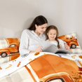 thumbnail image 4 of Manfei Watercolor Orange Fall Truck King Bedding for Kids, Autumn Sunflower Plaid King Bed in a Bag, Halloween Reversible, 7 Pieces, 4 of 7