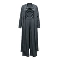 thumbnail image 3 of JIAYUE Women 3 Piece Outfit 3/4 Sleeve Long Cardigan Cowl Neck Top Elastic Waist Wide Leg Pants Set for Walking Casual Shopping, 3 of 3