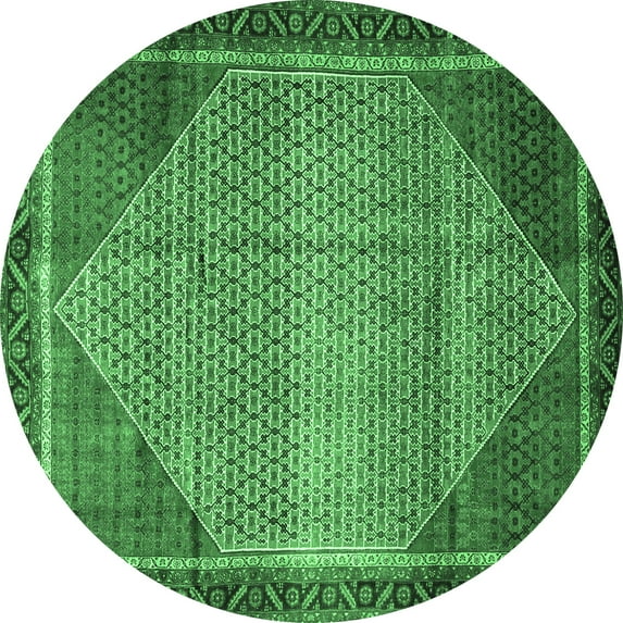 Ahgly Company Indoor Round Persian Emerald Green Traditional Area Rugs, 6' Round