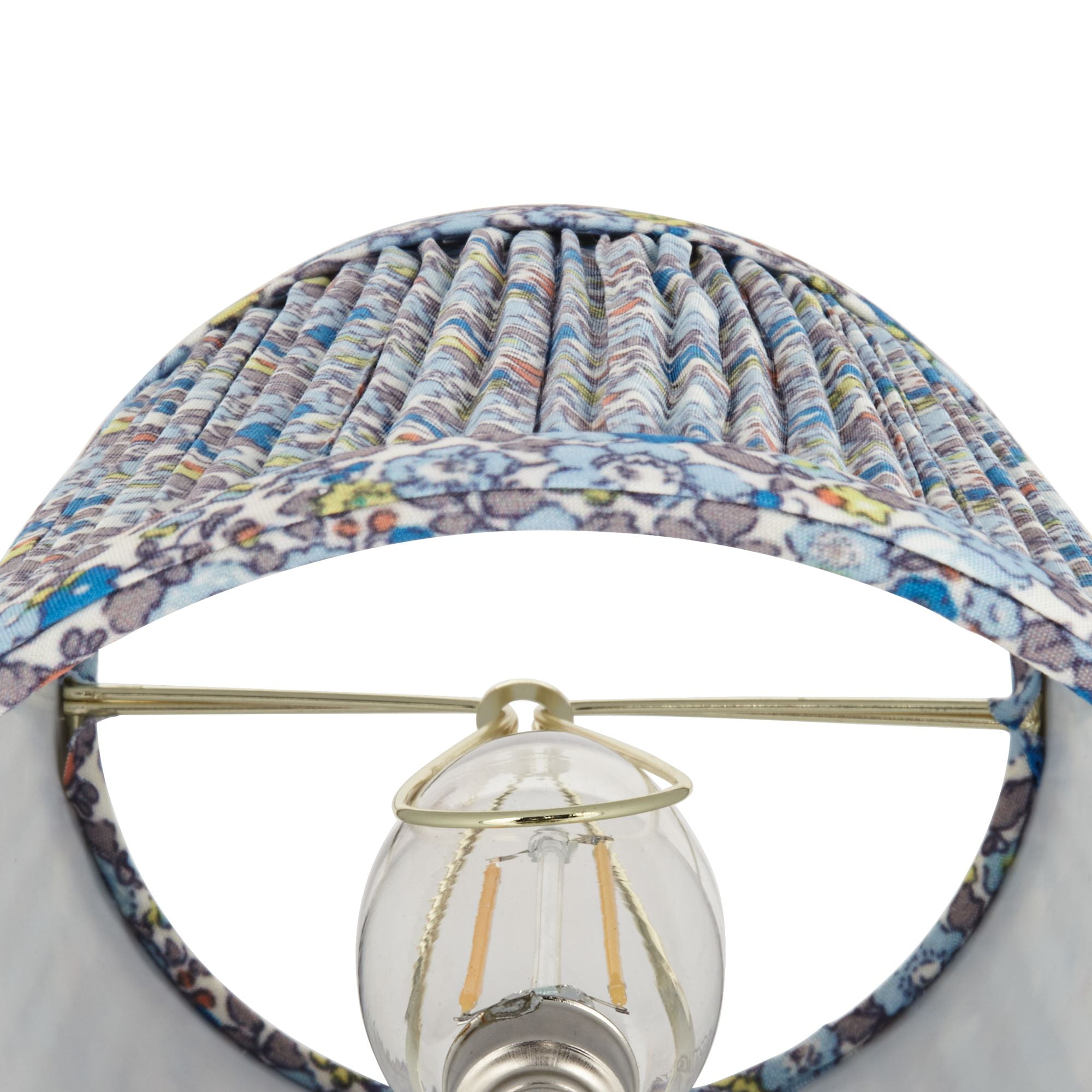 Springcrest 4" Top x 6" Bottom x 5 1/2" High x Print Lamp Shade Replacement Blue Floral Leaf Shirred Pleated Clip On Candelabra