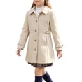 thumbnail image 3 of INSPIRE CHIC Girls' Halloween Winter Pea Coat Classic Lapel Collar Lightweight Warm Overcoat with Pockets for School & Parties 5-6 Years Beige, 3 of 5